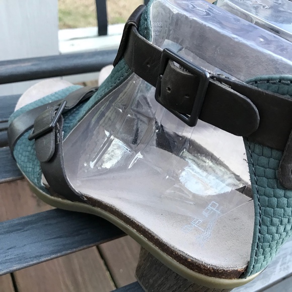 DANSKO Dominique Teal Brown T-Strap Open Toe Block Heel | EU 37 - Picture 7 of 12